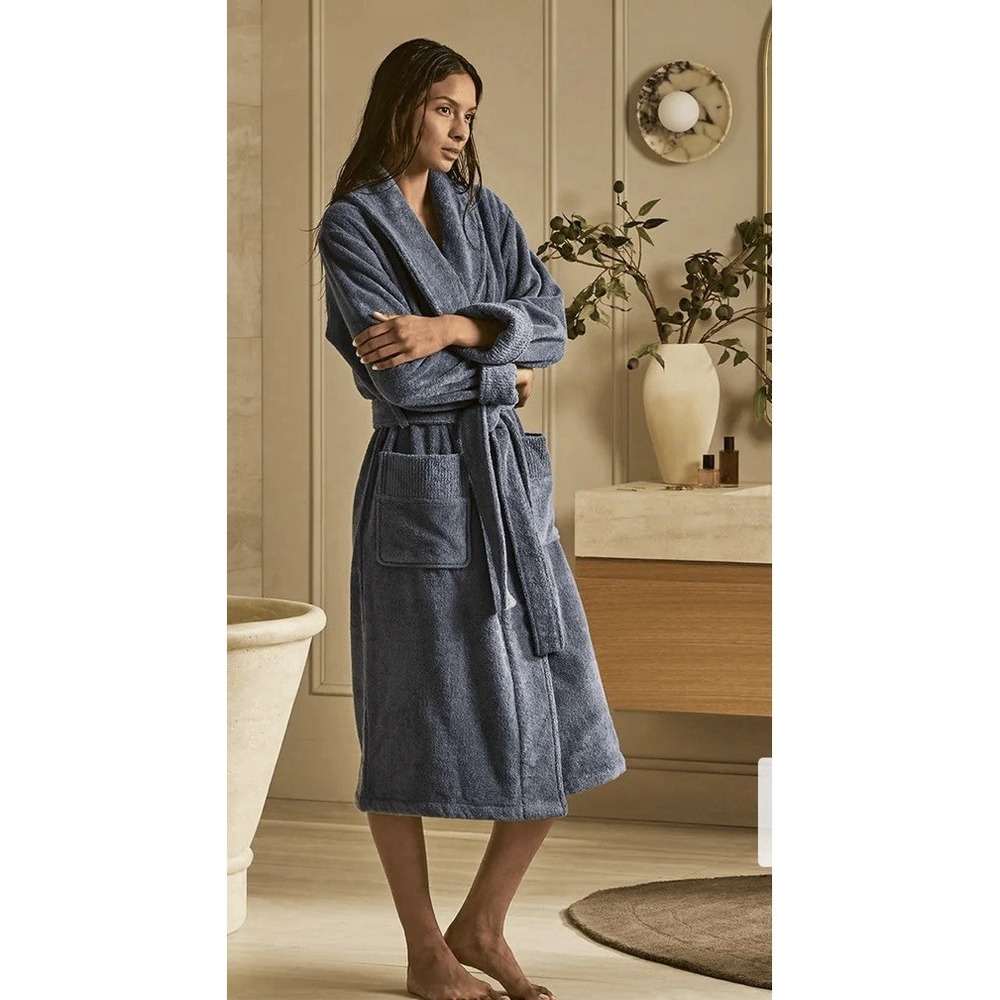 Boll & Branch Luxury Turkish Cotton Ultra Plush Robe Mineral Large